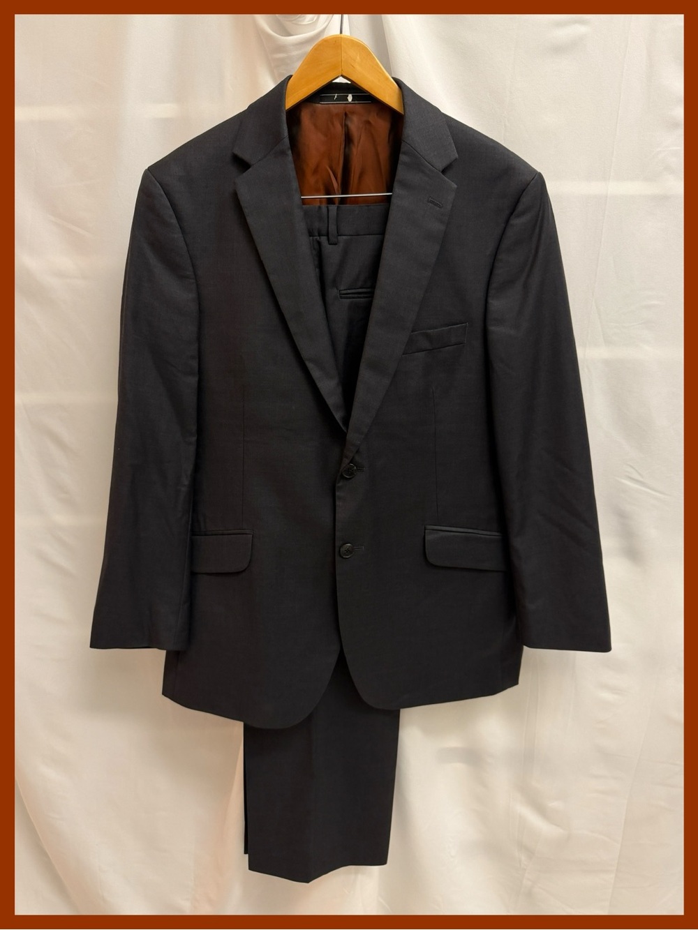 Ben Sherman 100% Wool 2 Piece Suit Set Charcoal Gray 44R W37 Classic